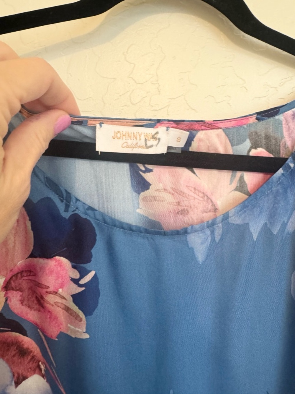 NWT JOHNNY WAS SUMMER DAYS BLUE FLORAL DRESS WITH BRAIDED TIE Size Small - Picture 5 of 9